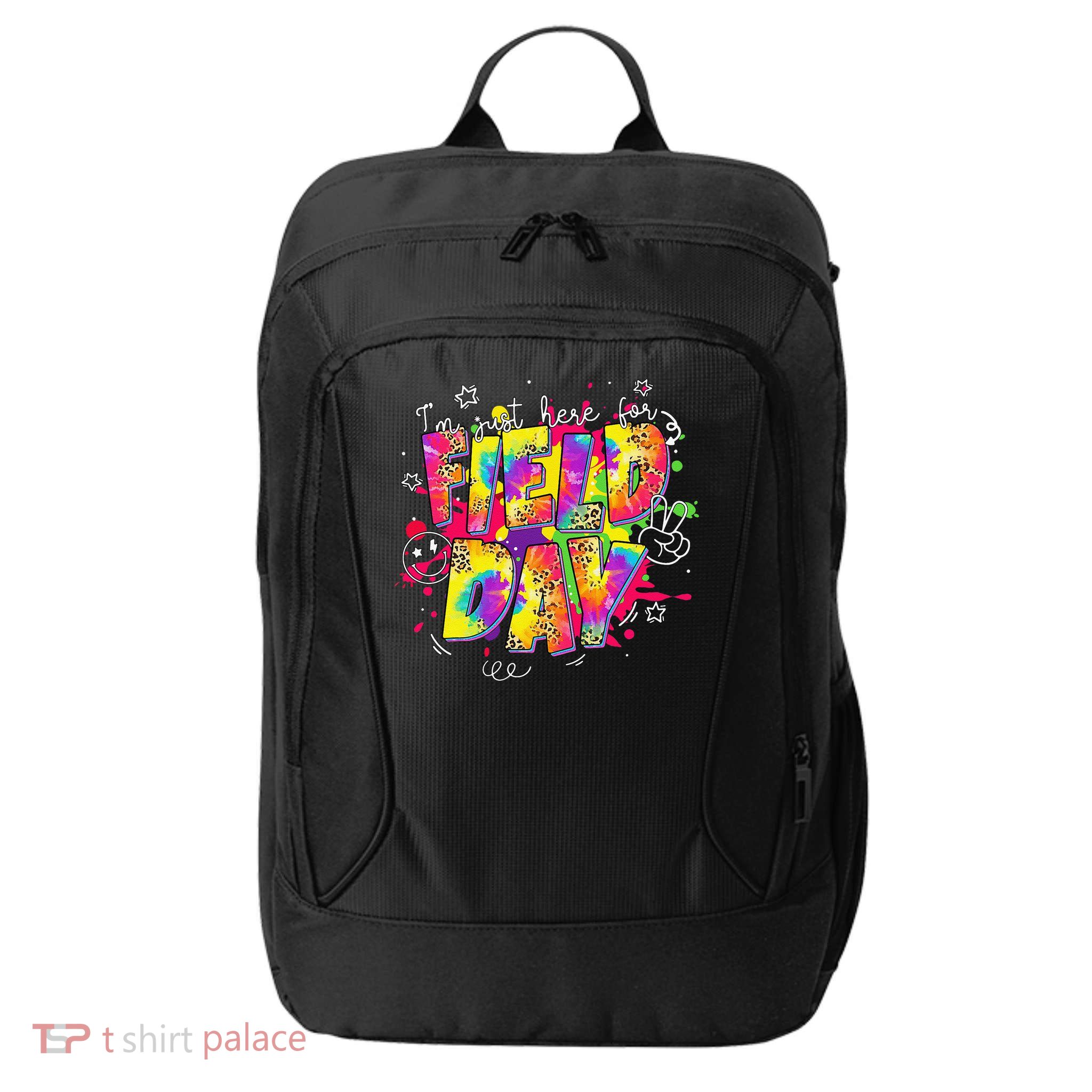 Im Just Here For Field Day Last Day School Leopard Tie Dye City Backpack