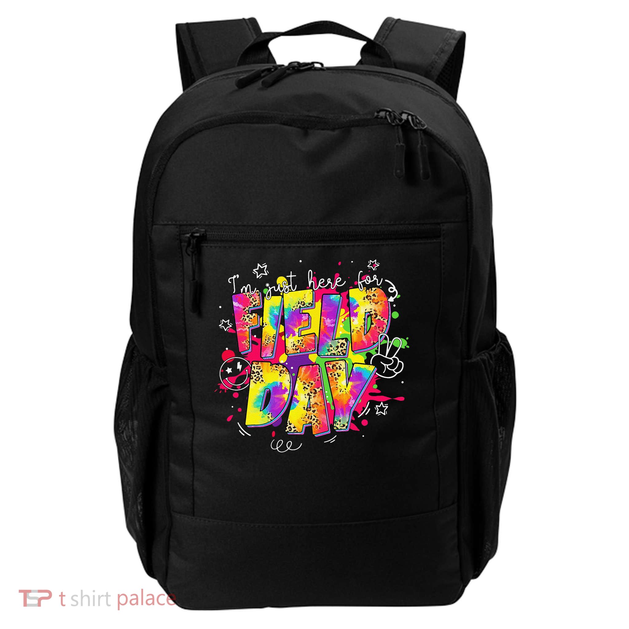 Im Just Here For Field Day Last Day School Leopard Tie Dye Backpack
