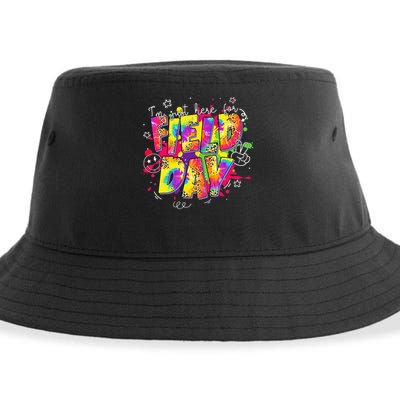 Im Just Here For Field Day Last Day School Leopard Tie Dye Sustainable Bucket Hat