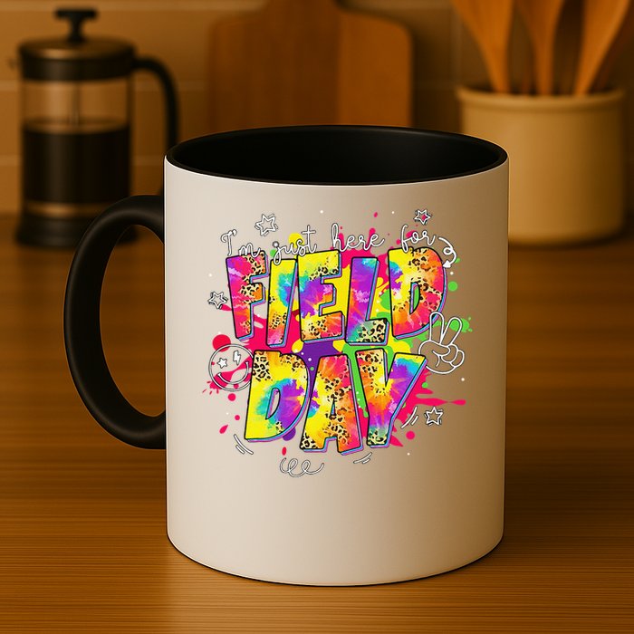 Im Just Here For Field Day Last Day School Leopard Tie Dye Mug