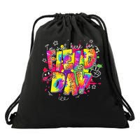 Im Just Here For Field Day Last Day School Leopard Tie Dye Drawstring Bag