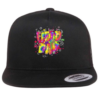Im Just Here For Field Day Last Day School Leopard Tie Dye Flatbill Hat