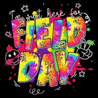 Im Just Here For Field Day Last Day School Leopard Tie Dye Flat Bill Trucker Hat