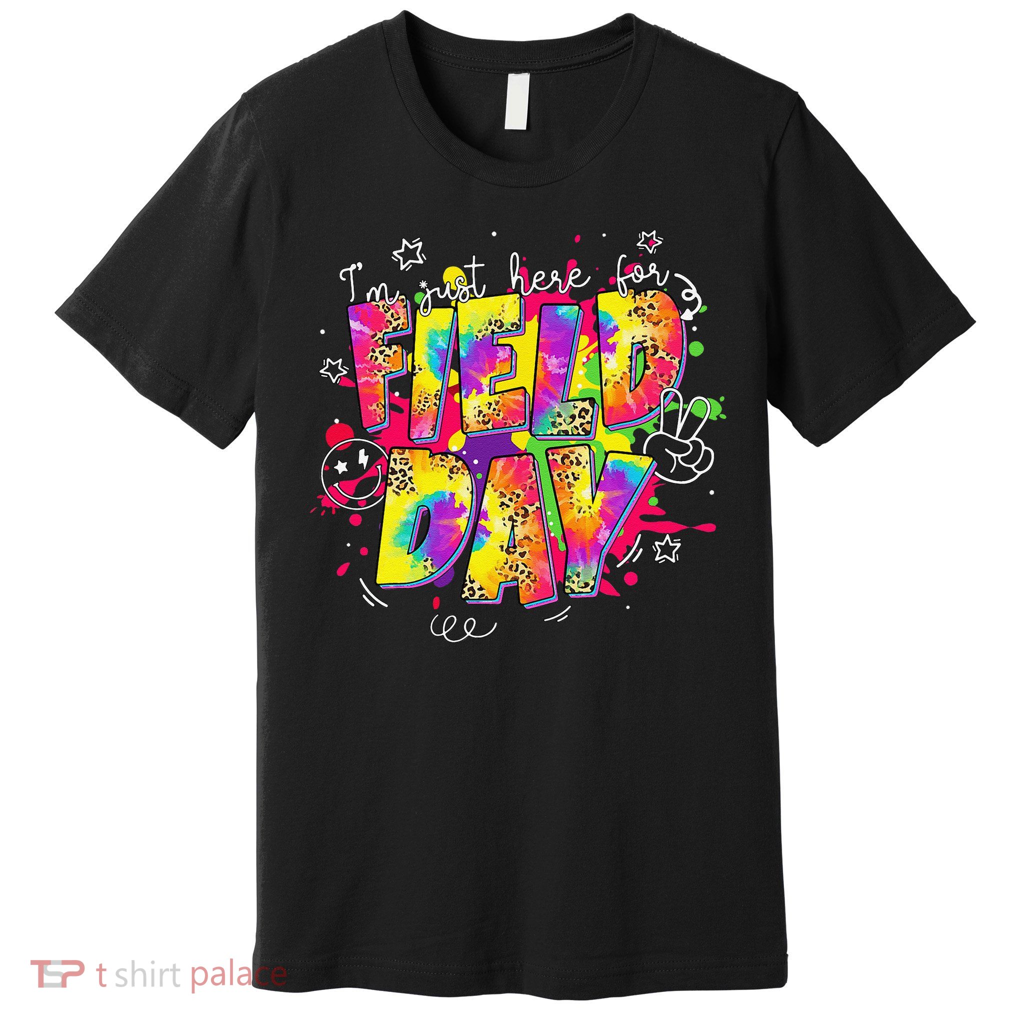 Im Just Here For Field Day Last Day School Leopard Tie Dye Premium T-Shirt