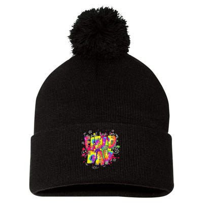 Im Just Here For Field Day Last Day School Leopard Tie Dye Pom Pom 12in Knit Beanie