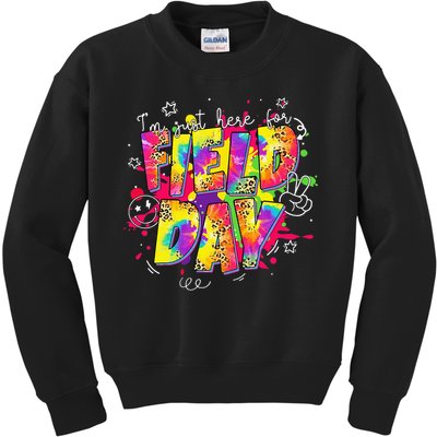 Im Just Here For Field Day Last Day School Leopard Tie Dye Kids Sweatshirt