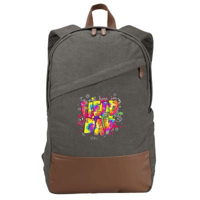 Im Just Here For Field Day Last Day School Leopard Tie Dye Cotton Canvas Backpack