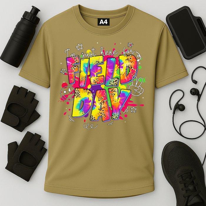 Im Just Here For Field Day Last Day School Leopard Tie Dye Performance Shirt