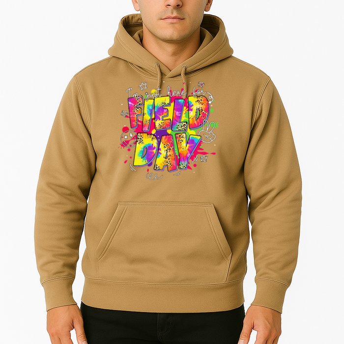 Im Just Here For Field Day Last Day School Leopard Tie Dye Hoodie