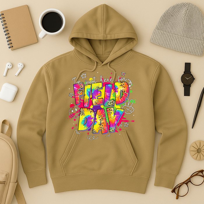 Im Just Here For Field Day Last Day School Leopard Tie Dye Hoodie