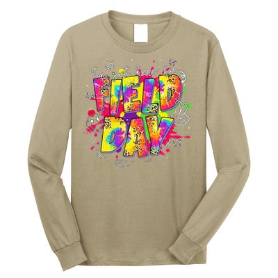 Im Just Here For Field Day Last Day School Leopard Tie Dye Long Sleeve Shirt