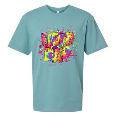 Im Just Here For Field Day Last Day School Leopard Tie Dye Sueded Cloud Jersey T-Shirt