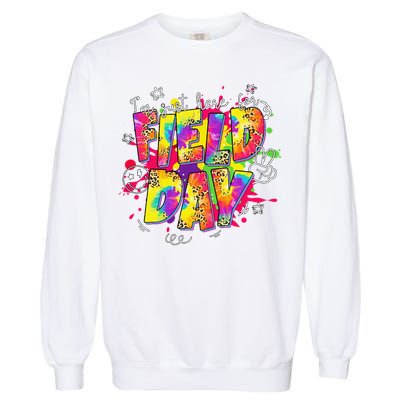 Im Just Here For Field Day Last Day School Leopard Tie Dye Garment-Dyed Sweatshirt