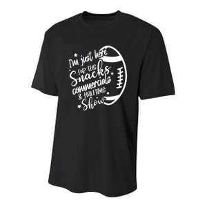 I’M Just Here For Snacks Commercials Halftime Show Funny Football Youth Performance Sprint T-Shirt