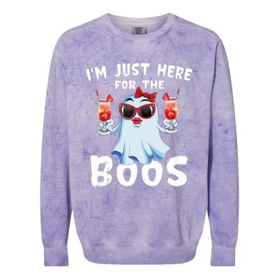 IM Just Here For The Boos Funny Halloween Gift Women Ghost Colorblast Crewneck Sweatshirt