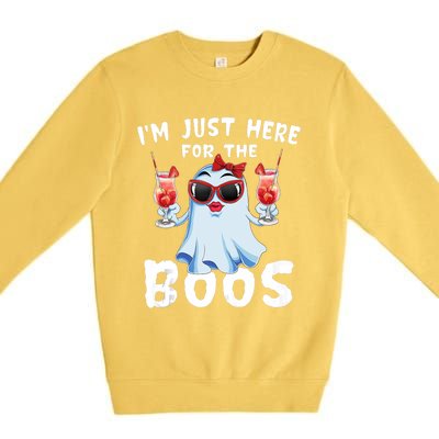 IM Just Here For The Boos Funny Halloween Gift Women Ghost Premium Crewneck Sweatshirt