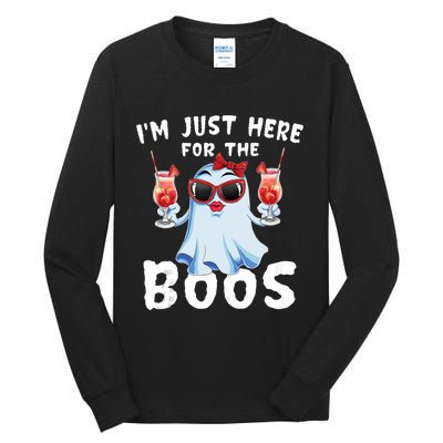 IM Just Here For The Boos Funny Halloween Gift Women Ghost Tall Long Sleeve T-Shirt