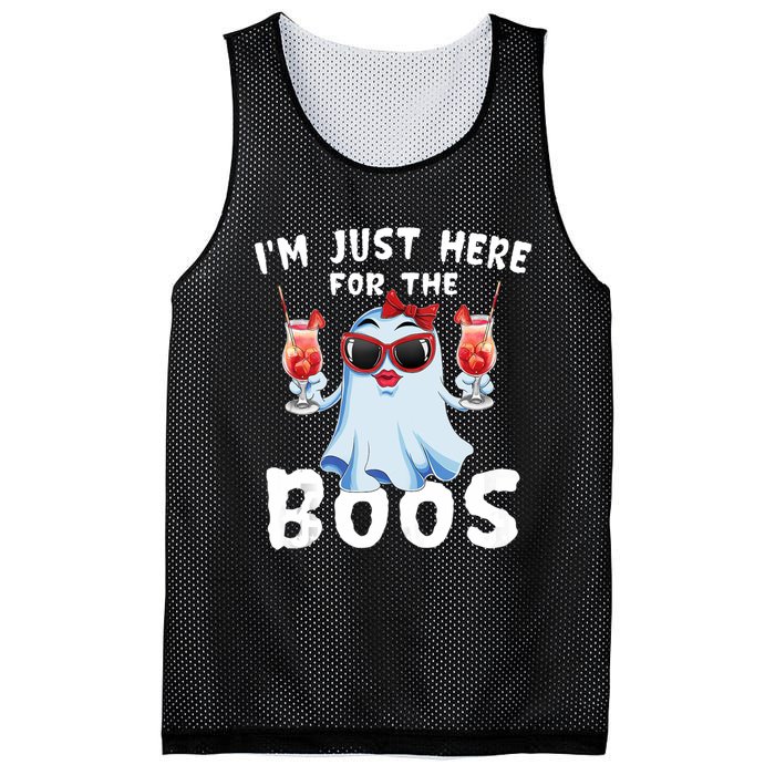 IM Just Here For The Boos Funny Halloween Gift Women Ghost Mesh Reversible Basketball Jersey Tank