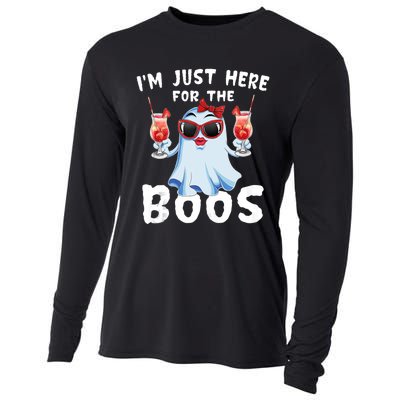 IM Just Here For The Boos Funny Halloween Gift Women Ghost Cooling Performance Long Sleeve Crew