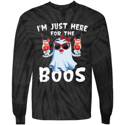 IM Just Here For The Boos Funny Halloween Gift Women Ghost Tie-Dye Long Sleeve Shirt