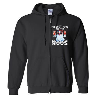 IM Just Here For The Boos Funny Halloween Gift Women Ghost Full Zip Hoodie