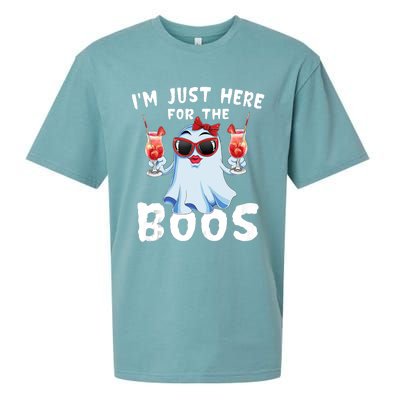 IM Just Here For The Boos Funny Halloween Gift Women Ghost Sueded Cloud Jersey T-Shirt