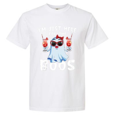 IM Just Here For The Boos Funny Halloween Gift Women Ghost Garment-Dyed Heavyweight T-Shirt