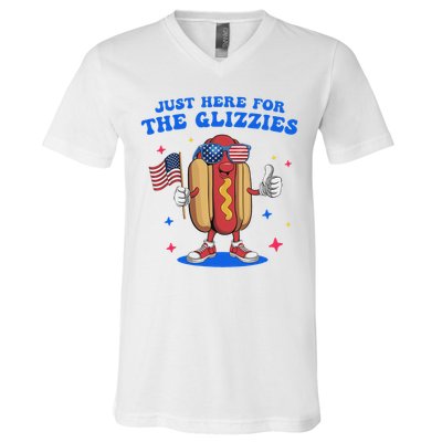 I'm Just Here For The Glizzies Funny Fourth Of July Wiener V-Neck T-Shirt