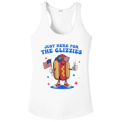 I'm Just Here For The Glizzies Funny Fourth Of July Wiener Ladies PosiCharge Competitor Racerback Tank