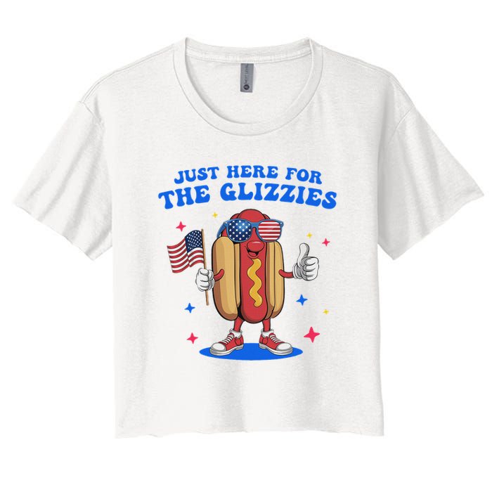 I'm Just Here For The Glizzies Funny Fourth Of July Wiener Women's Crop Top Tee
