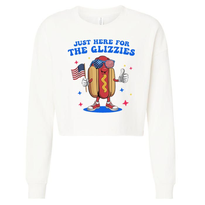 I'm Just Here For The Glizzies Funny Fourth Of July Wiener Cropped Pullover Crew