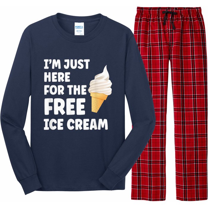 I'm Just Here For The Free Ice Cream Funny Cruise 2024 Long Sleeve Pajama Set