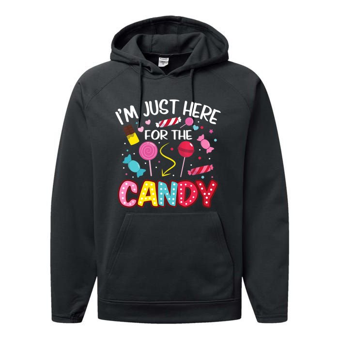 I'm Just Here For The Candy Halloween Cute Lollipop Sweets Performance Fleece Hoodie