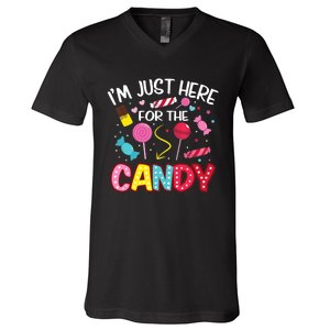 I'm Just Here For The Candy Halloween Cute Lollipop Sweets V-Neck T-Shirt