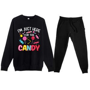 I'm Just Here For The Candy Halloween Cute Lollipop Sweets Premium Crewneck Sweatsuit Set