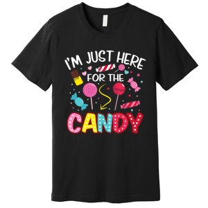 I'm Just Here For The Candy Halloween Cute Lollipop Sweets Premium T-Shirt