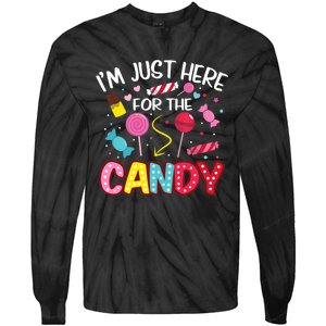 I'm Just Here For The Candy Halloween Cute Lollipop Sweets Tie-Dye Long Sleeve Shirt