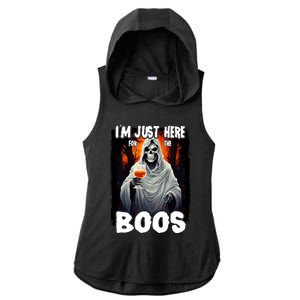 Im Just Here For The Boos Ghost Funny Halloween Ladies PosiCharge Tri-Blend Wicking Draft Hoodie Tank