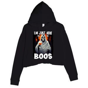 Im Just Here For The Boos Ghost Funny Halloween Crop Fleece Hoodie