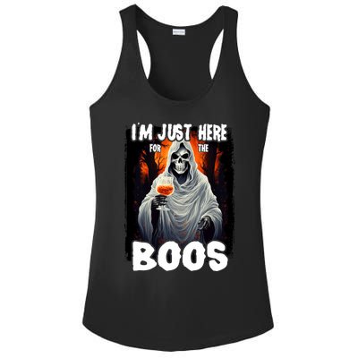 Im Just Here For The Boos Ghost Funny Halloween Ladies PosiCharge Competitor Racerback Tank