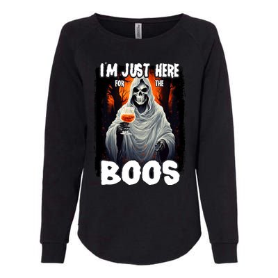 Im Just Here For The Boos Ghost Funny Halloween Womens California Wash Sweatshirt