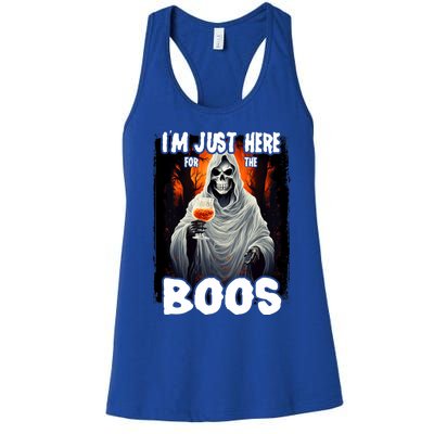 Im Just Here For The Boos Ghost Funny Halloween Women's Racerback Tank