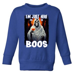 Im Just Here For The Boos Ghost Funny Halloween Toddler Sweatshirt