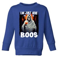 Im Just Here For The Boos Ghost Funny Halloween Toddler Sweatshirt