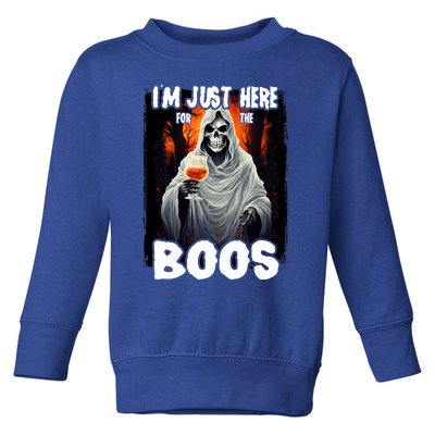 Im Just Here For The Boos Ghost Funny Halloween Toddler Sweatshirt