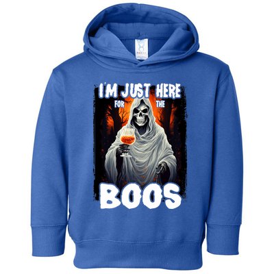 Im Just Here For The Boos Ghost Funny Halloween Toddler Hoodie