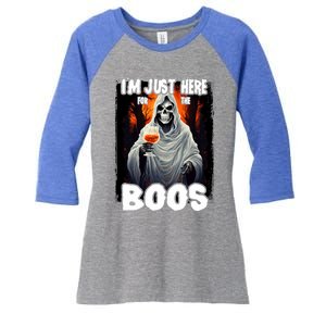 Im Just Here For The Boos Ghost Funny Halloween Women's Tri-Blend 3/4-Sleeve Raglan Shirt