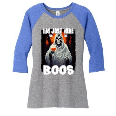 Im Just Here For The Boos Ghost Funny Halloween Women's Tri-Blend 3/4-Sleeve Raglan Shirt