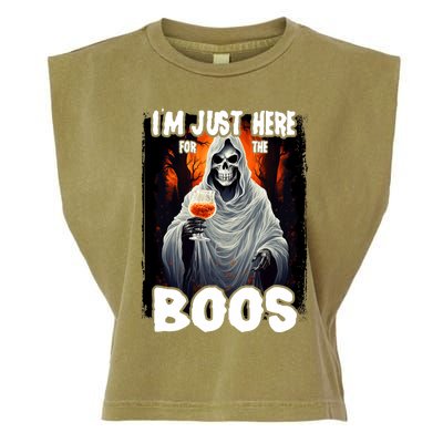 Im Just Here For The Boos Ghost Funny Halloween Garment-Dyed Women's Muscle Tee