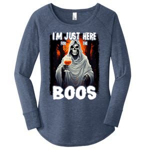 Im Just Here For The Boos Ghost Funny Halloween Women's Perfect Tri Tunic Long Sleeve Shirt